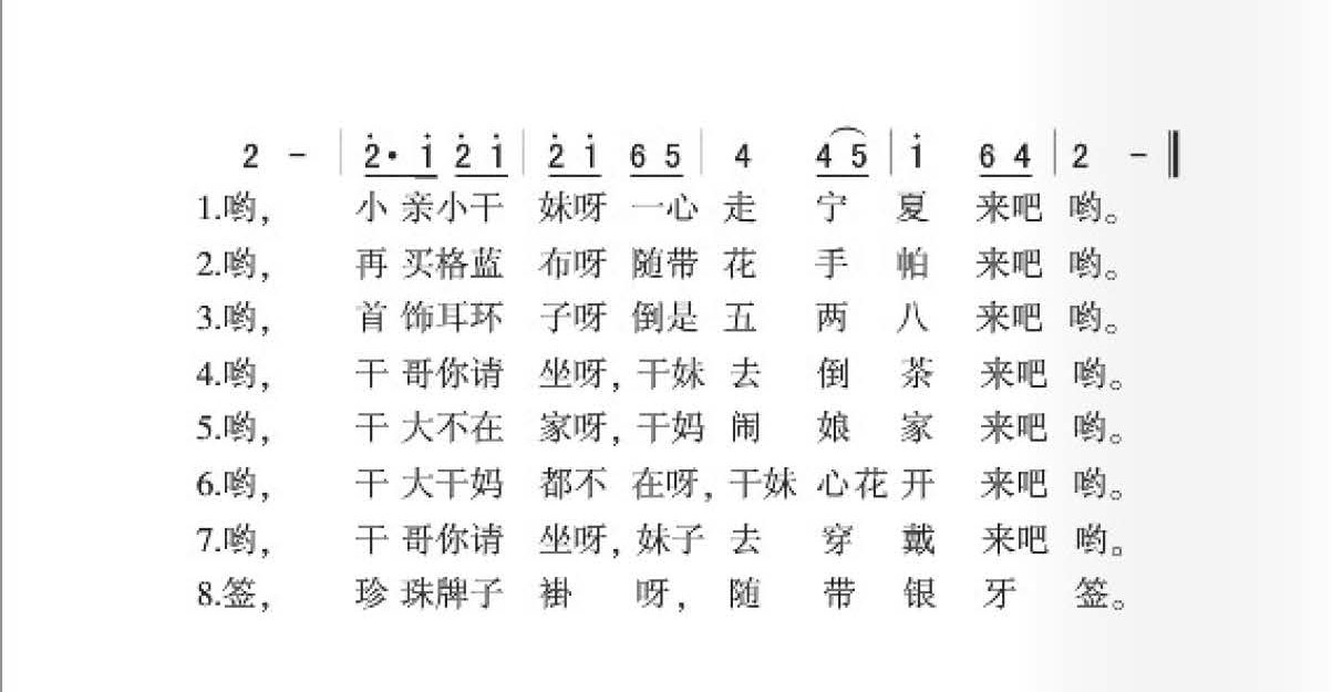 走宁夏（陇东民歌）简谱