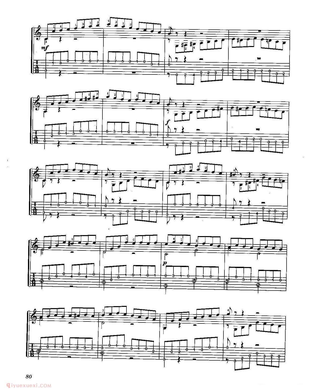 古典吉他名曲[练习曲第一号]卡尔卡西
