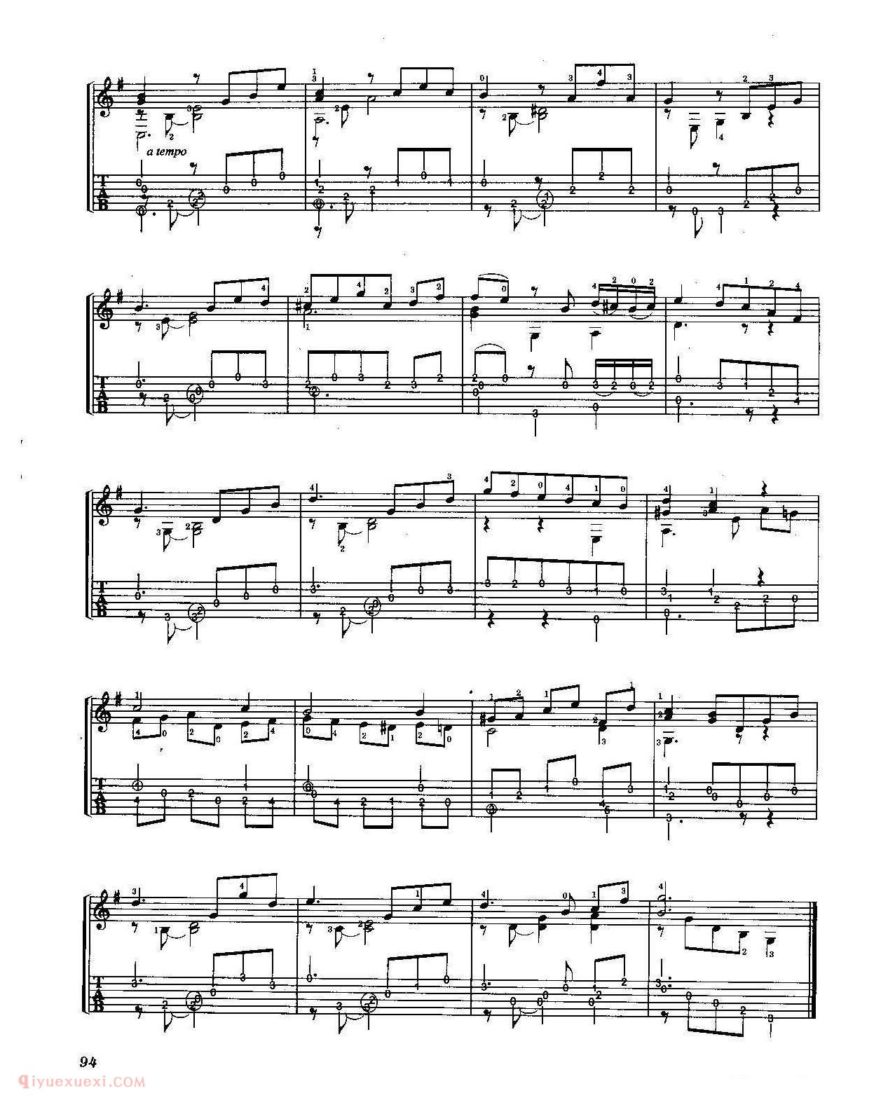古典吉他名曲[练习曲第四号]索尔