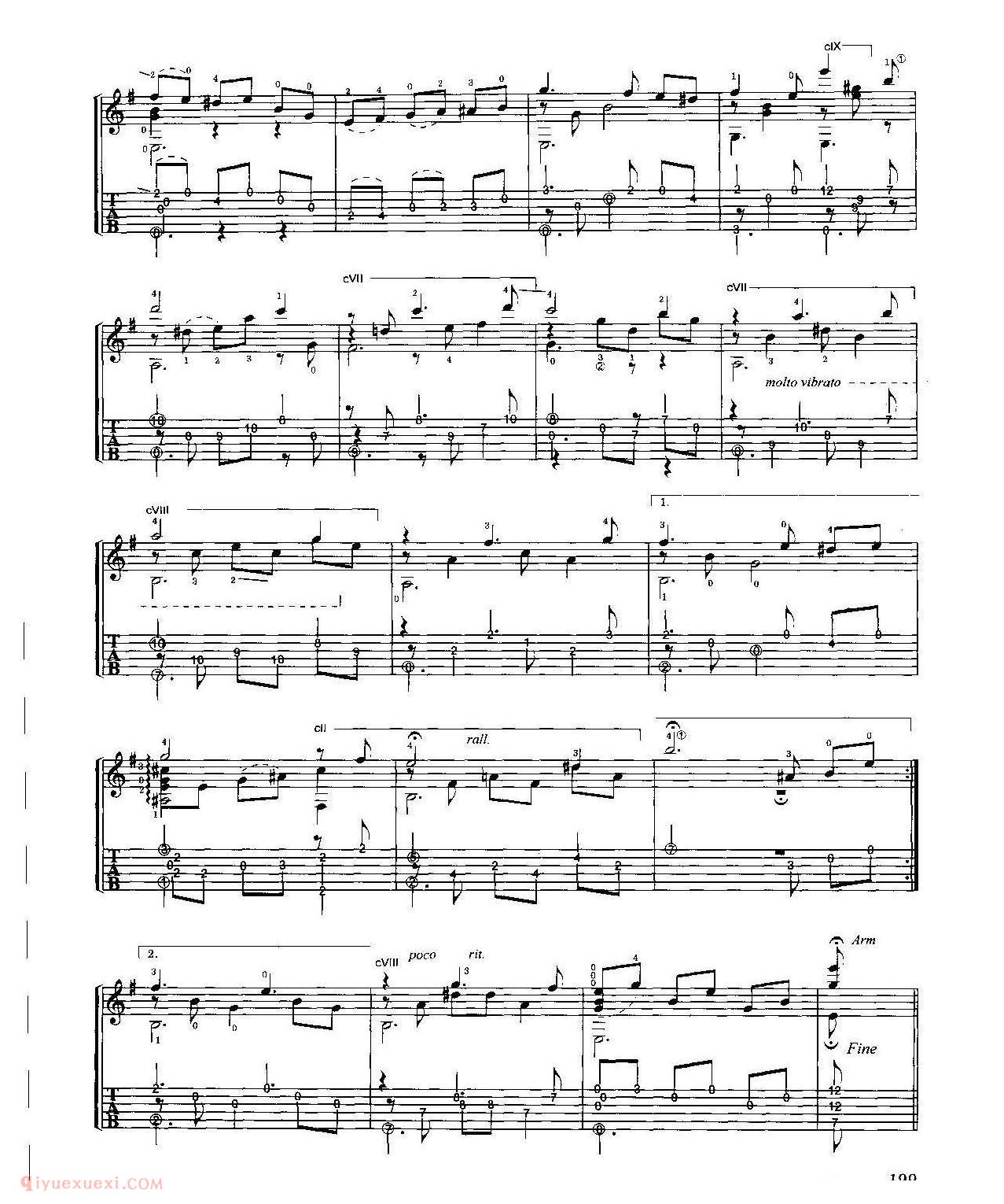 古典吉他名曲[委内瑞拉华尔兹之女黑人]劳罗