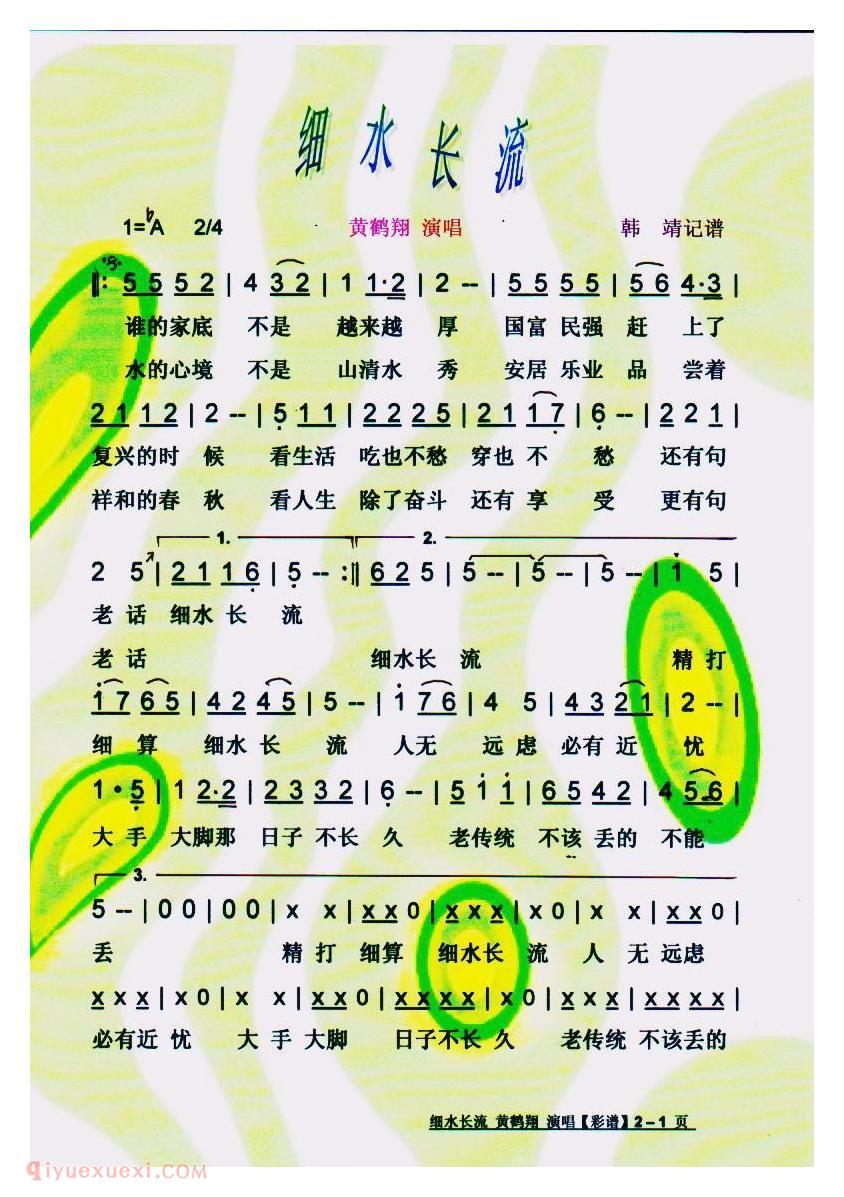 唢呐歌谱《细水长流》