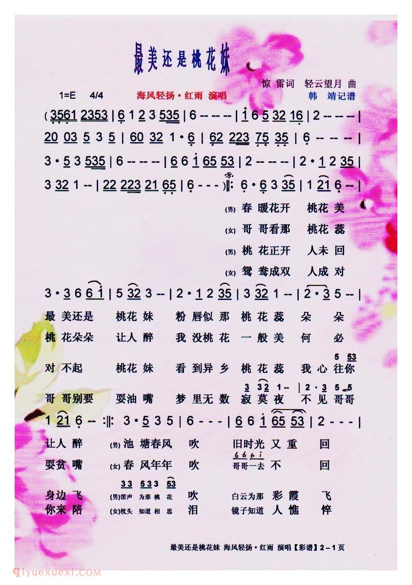 唢呐歌谱《最美还是桃花妹》吉特巴