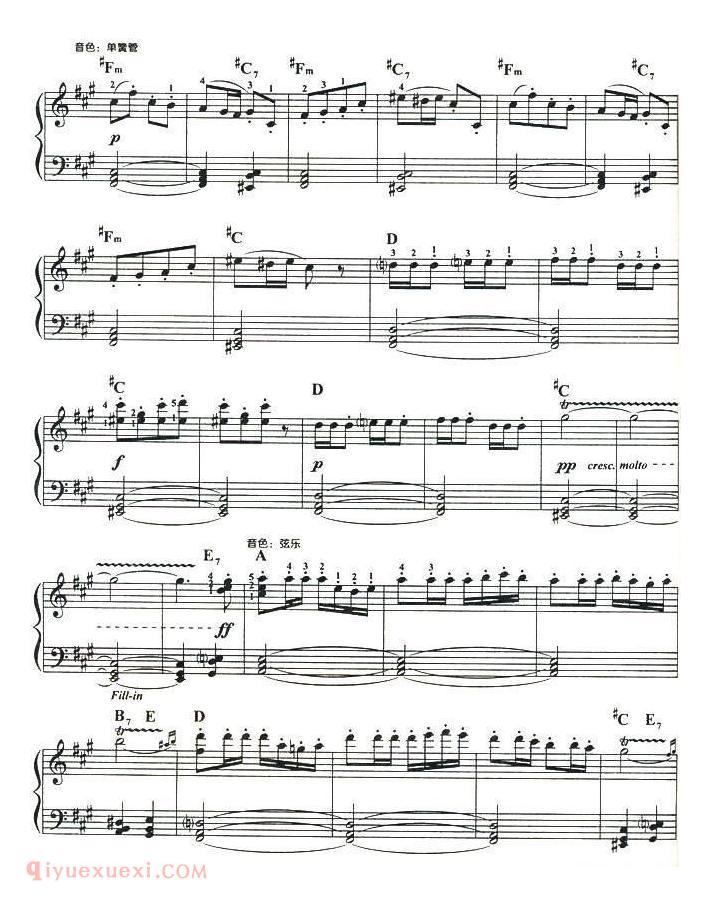 电子琴歌谱【卡门序曲】五线谱