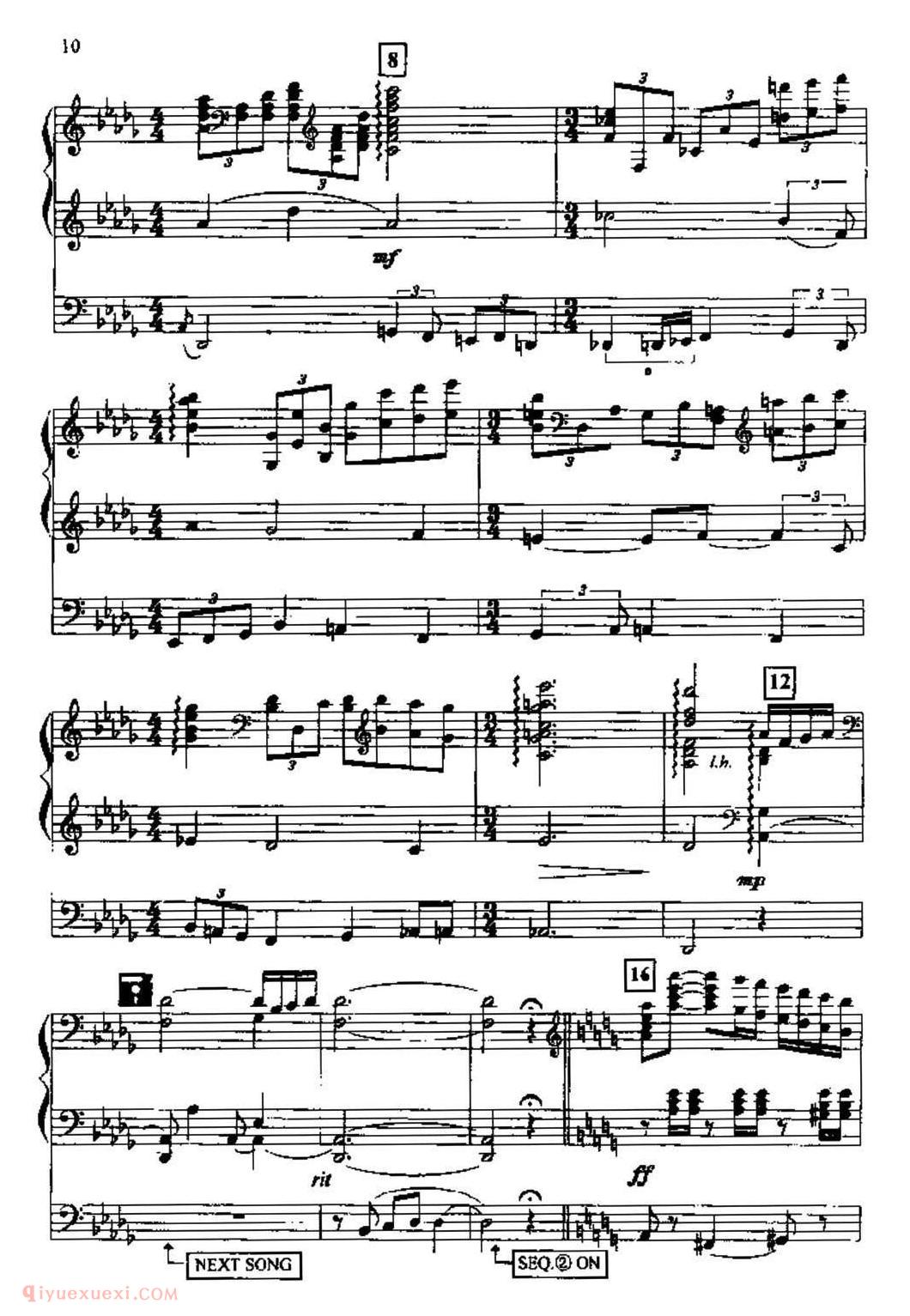双排键电子琴谱《帕格尼尼主题狂想曲》五线谱