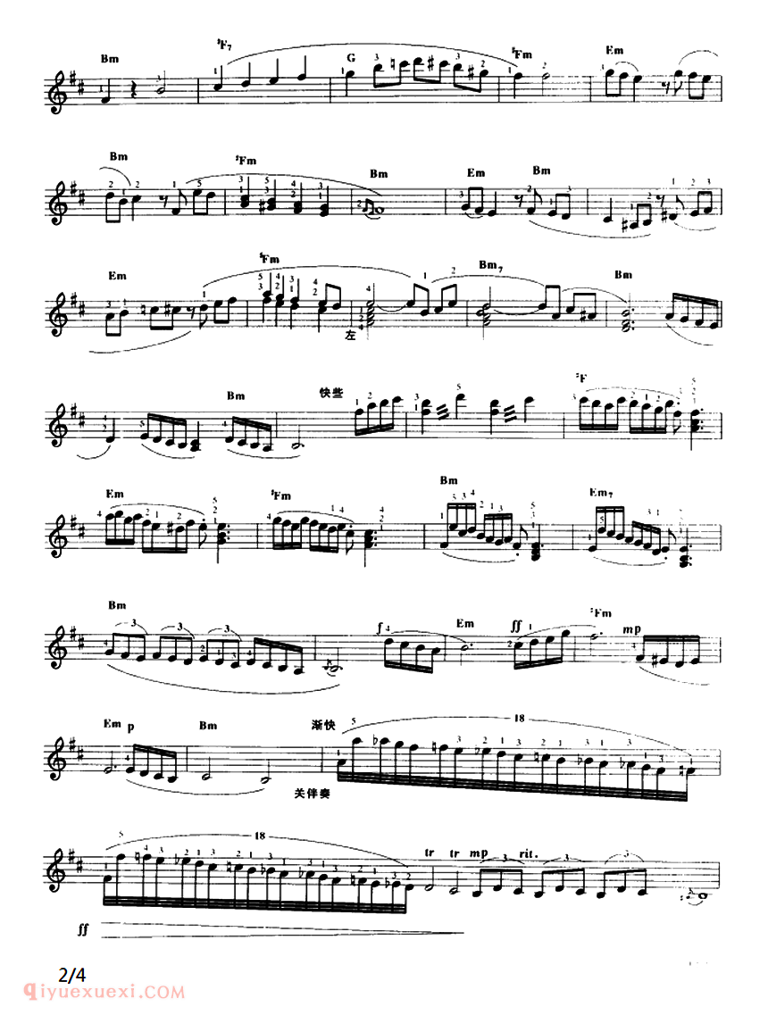 电子琴乐谱【卖火柴的小女孩】五线谱