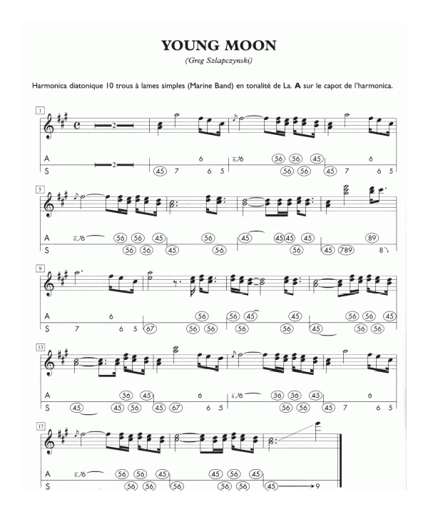 口琴乐谱【YOUNG MOON A调口琴】五线谱