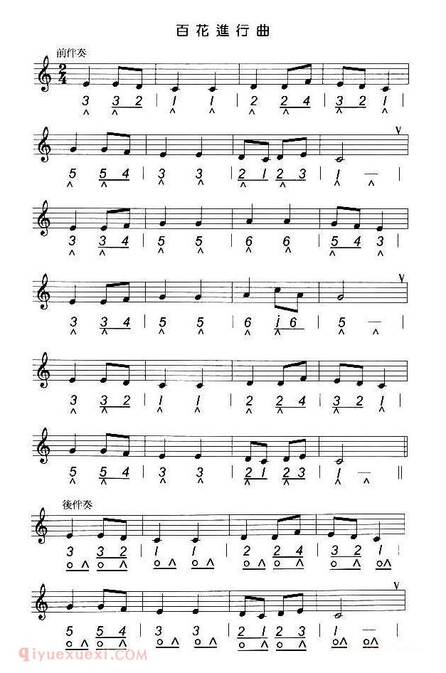 口琴谱【百花进行曲】简谱