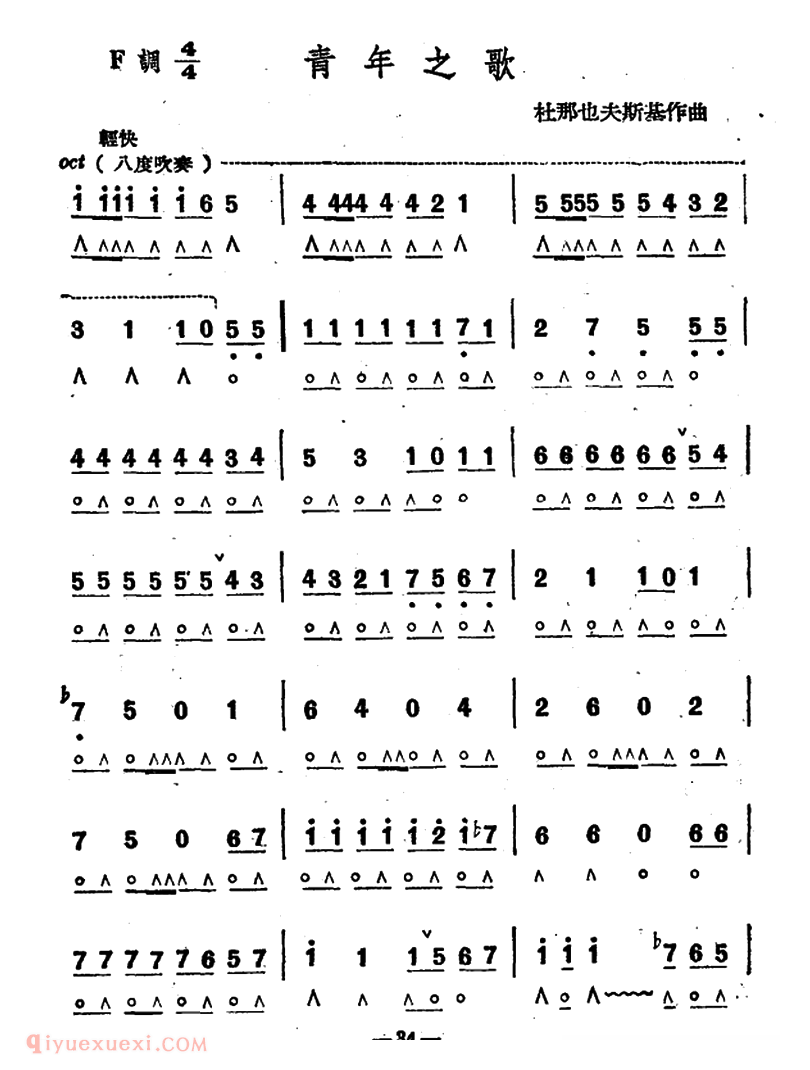 口琴乐谱【青年之歌】简谱