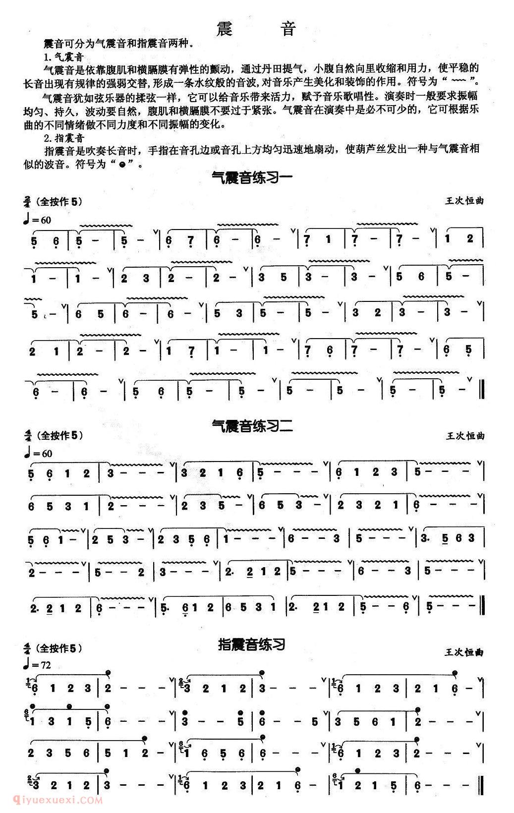 葫芦丝《震音》技巧练习曲