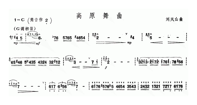 洞箫乐谱【高原舞曲】简谱