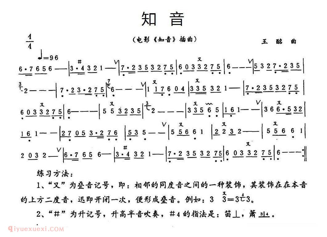 洞箫乐曲【知音】简谱