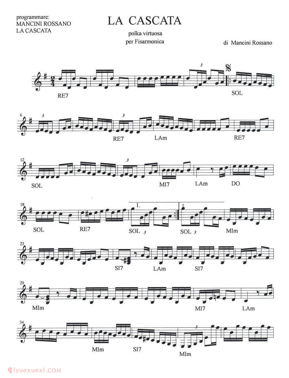 手风琴乐谱【La Burrasca】五线谱