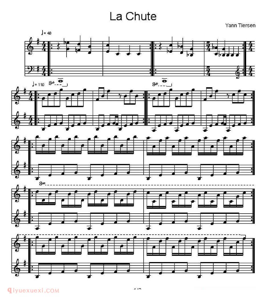 手风琴乐谱【La Chute】五线谱