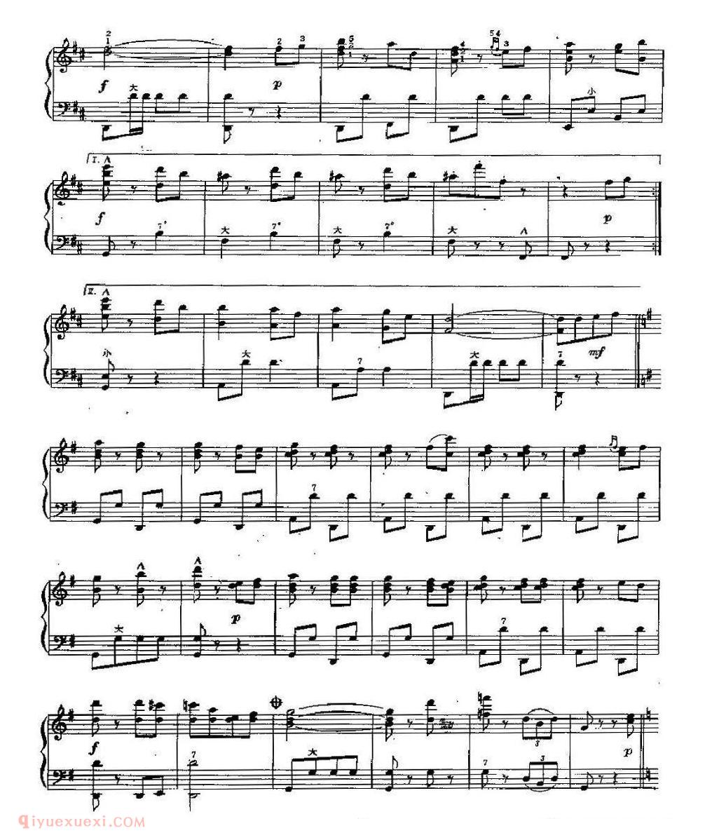 手风琴乐曲【快速波尔卡】五线谱