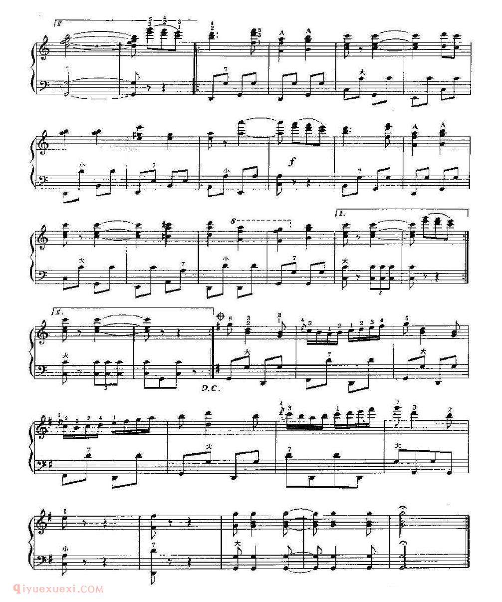 手风琴乐曲【快速波尔卡】五线谱