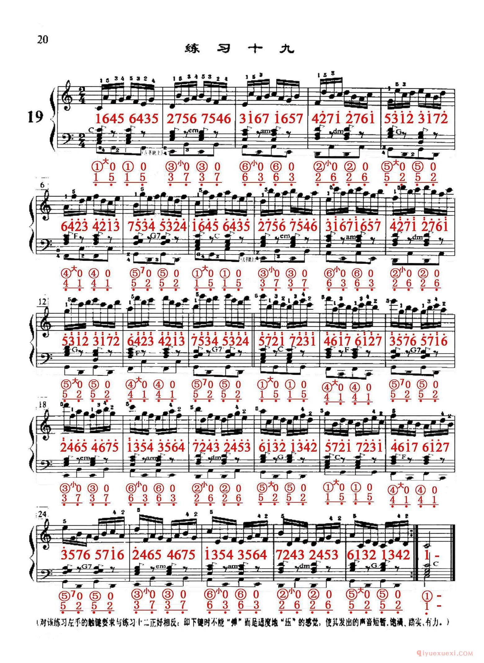哈农《手风琴手指练习》之十九（五线谱+简谱）