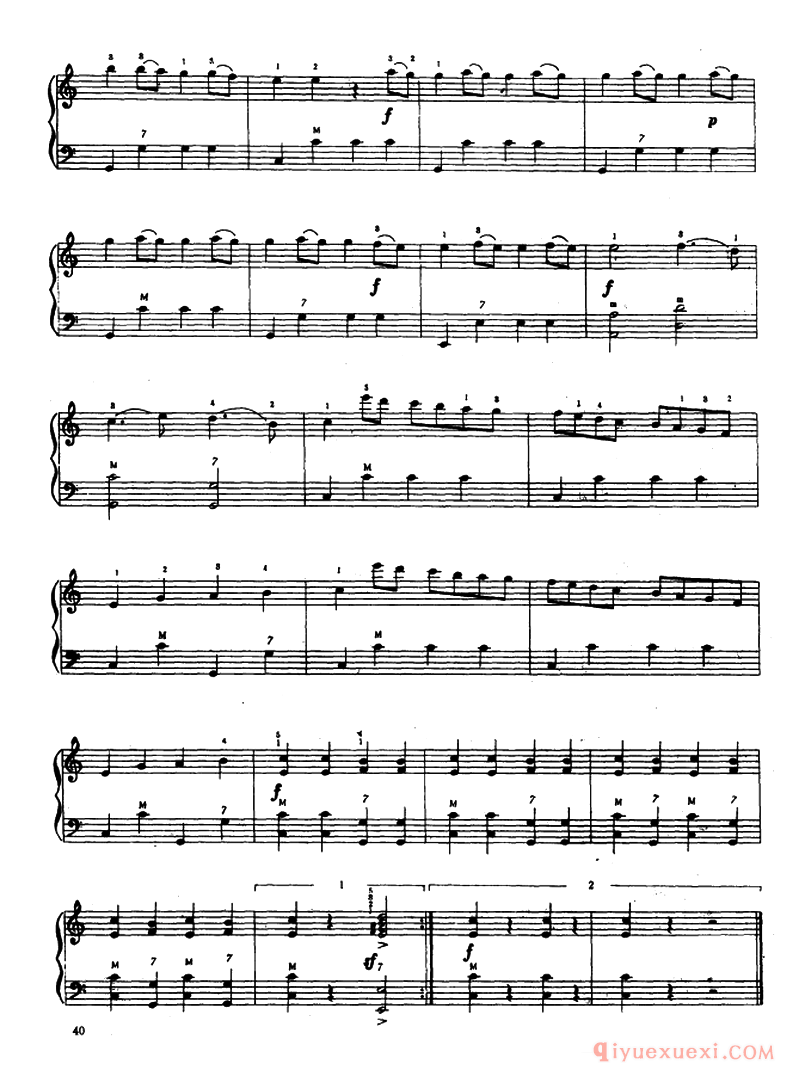 手风琴乐谱【交响曲第四十号 片断】五线谱 