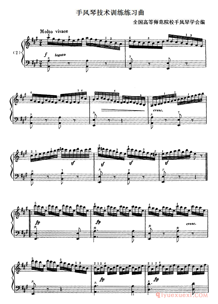 手风琴乐谱【手风琴技术训练练习曲（2）】五线谱