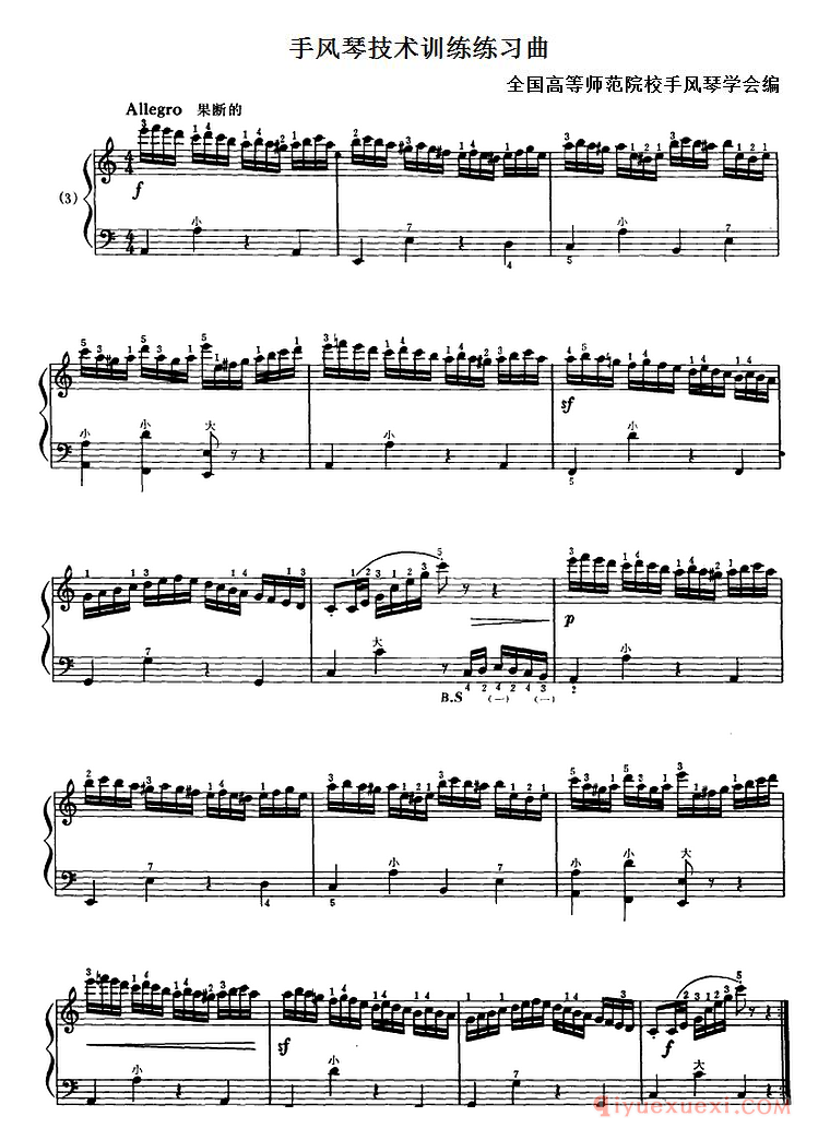 手风琴乐谱【手风琴技术训练练习曲（3）】五线谱