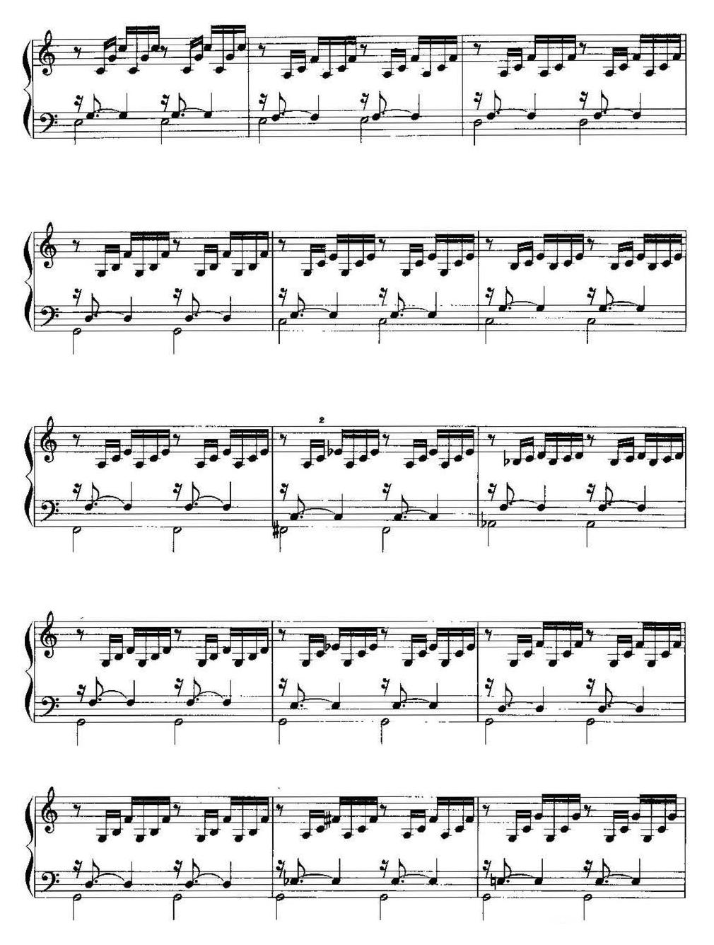 手风琴复调作品【C大调前奏曲与赋格】五线谱