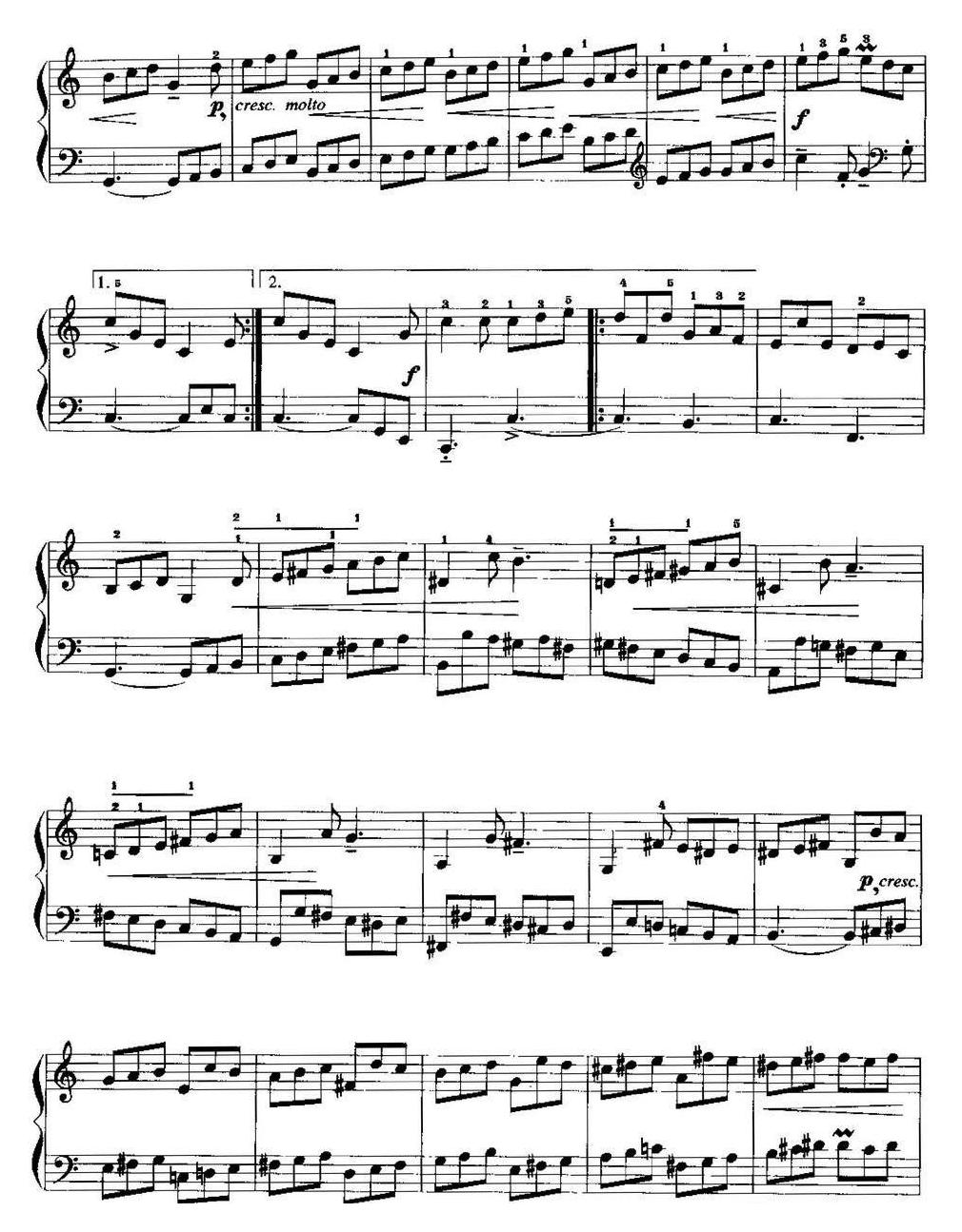 手风琴复调作品【吉格(选自第二英国组曲)】五线谱