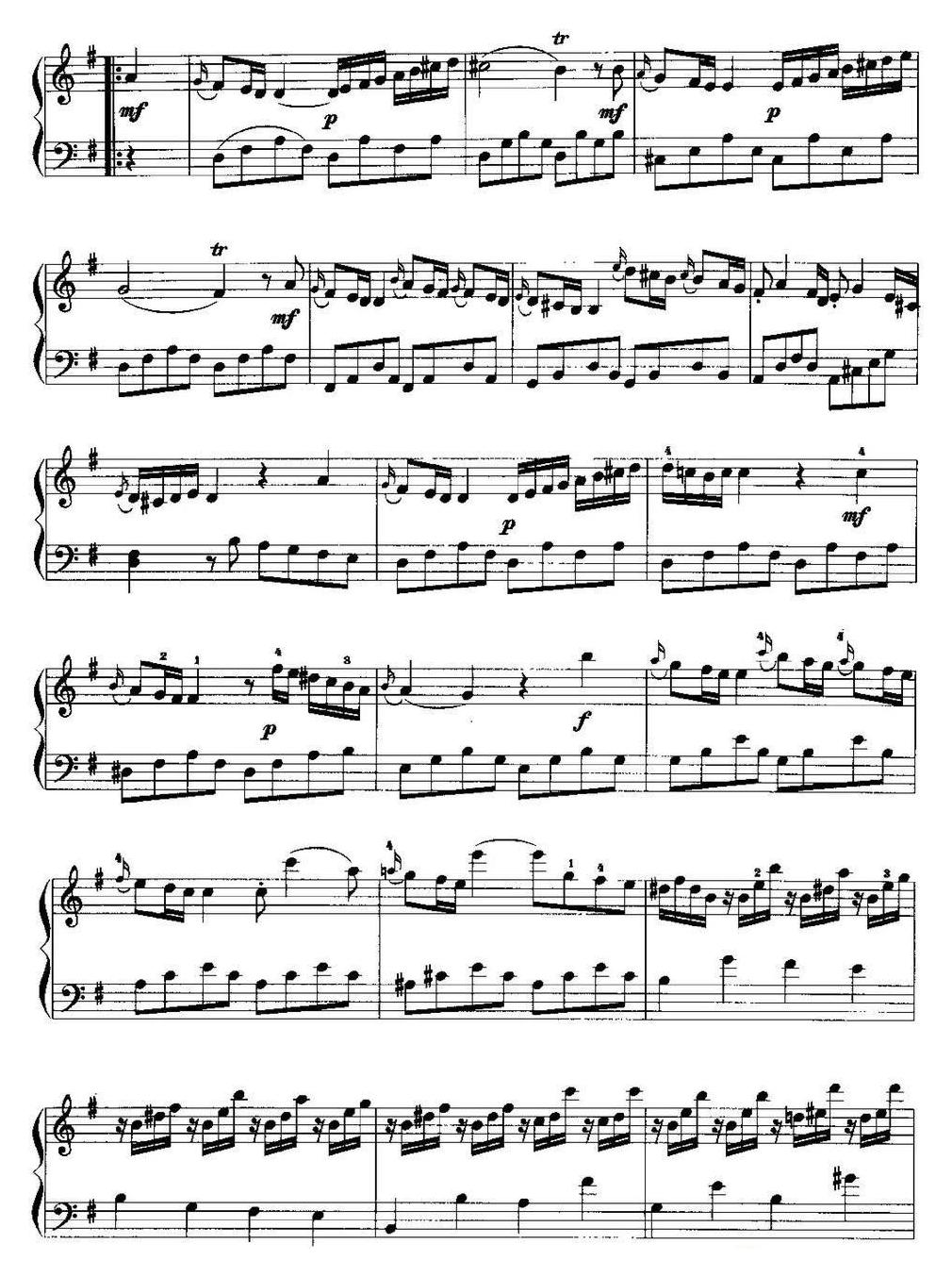 手风琴复调作品【奏鸣曲(J.C.巴赫作曲版、Op.5,No.3)】五线谱
