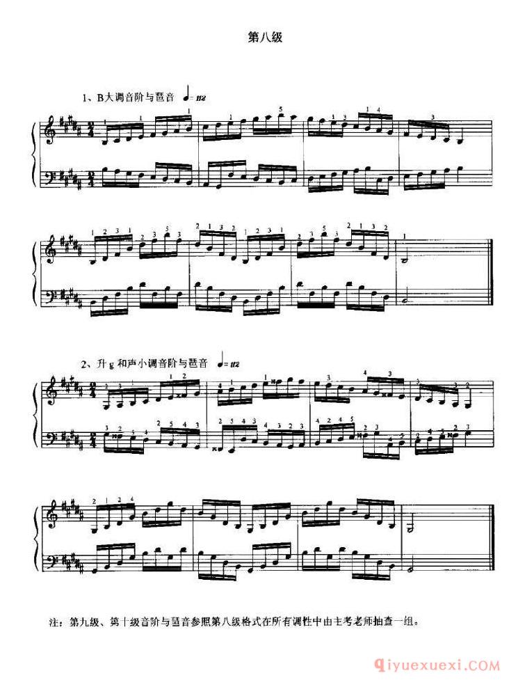 手风琴考级1—10级基本技术练习(音阶与琶音)