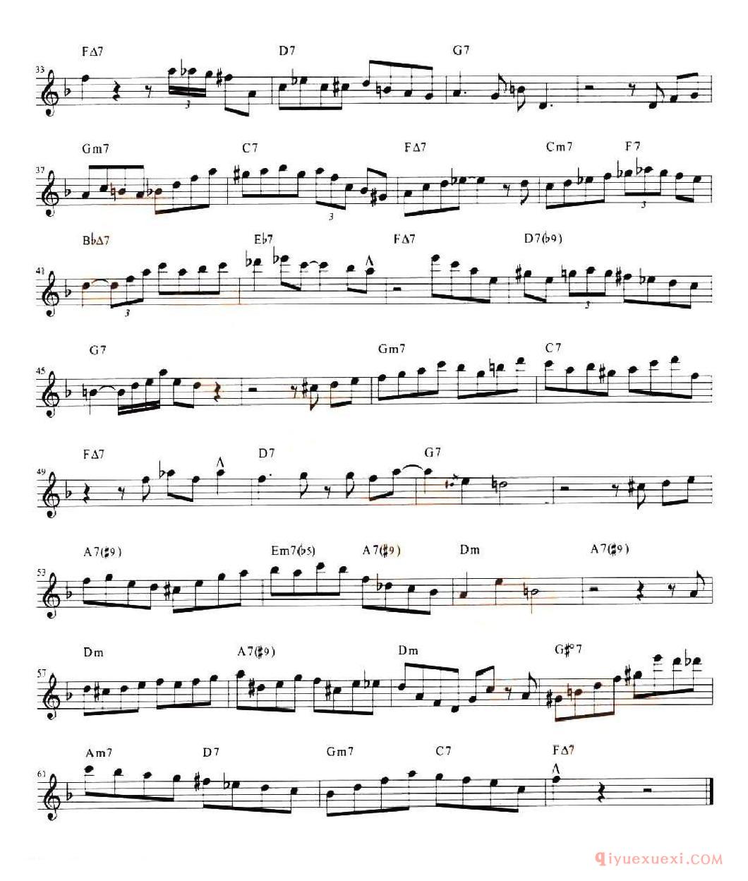 萨克斯谱【DONNA LEE SOLO】五线谱