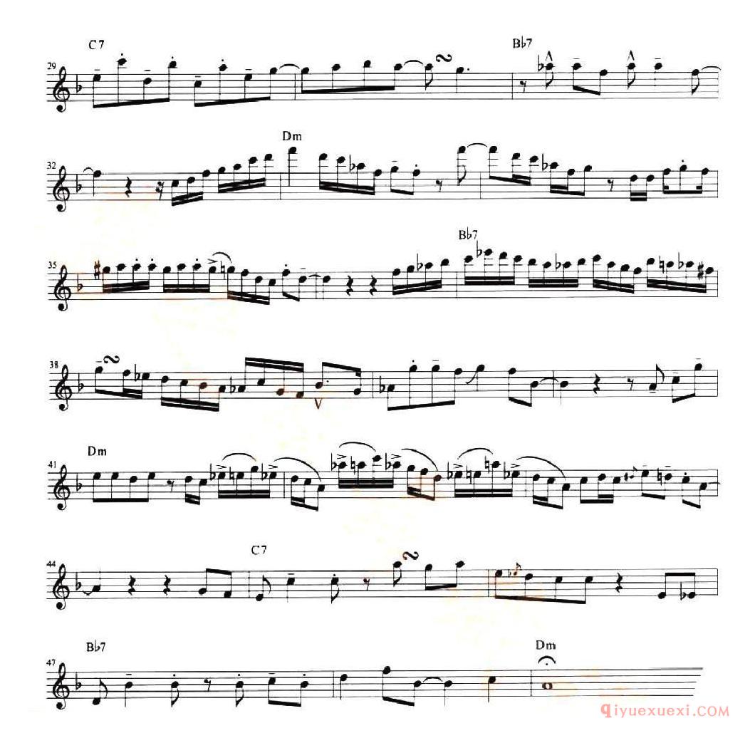 萨克斯谱【FUNK IN D MINOR】五线谱