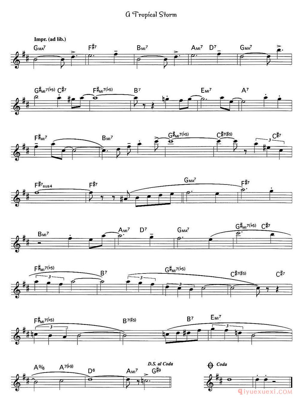 萨克斯谱【G Tropical Storm】五线谱