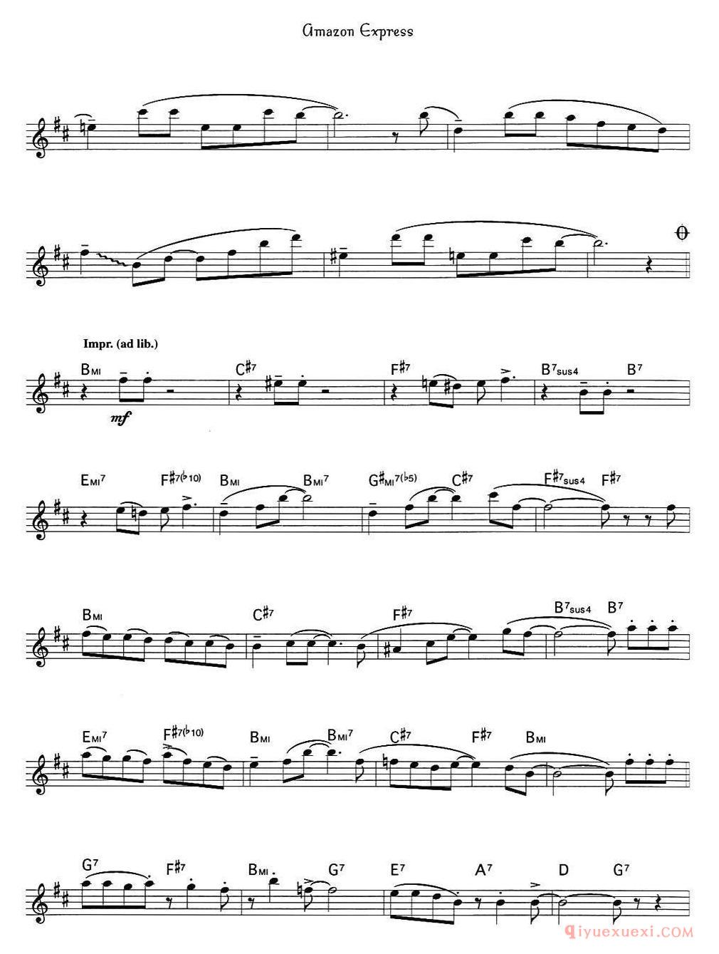 萨克斯谱【Gmazon Express】五线谱