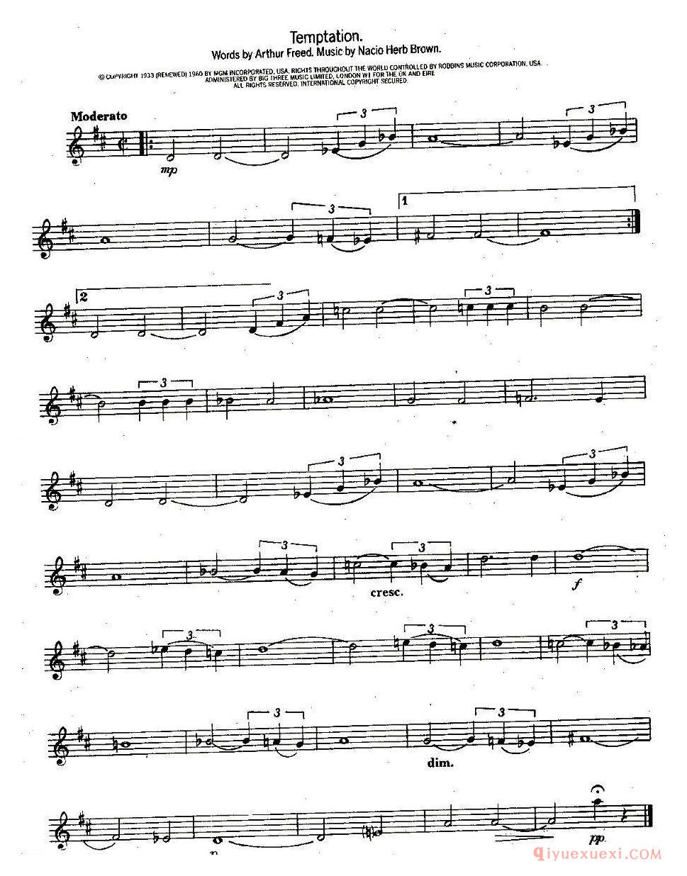 萨克斯谱【Temptation】五线谱