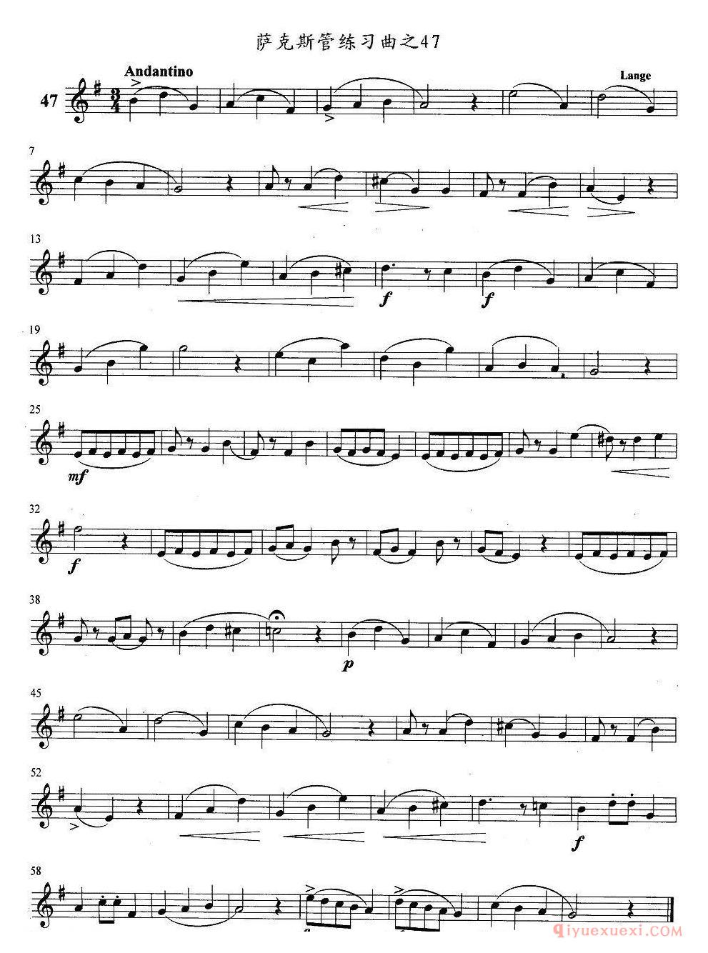萨克斯管练习曲谱精选