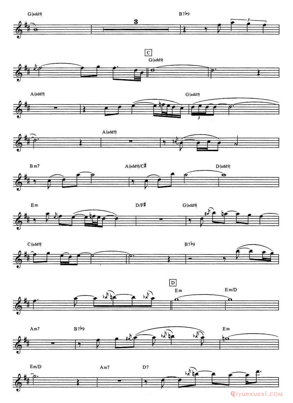 萨克斯谱【再一次】五线谱