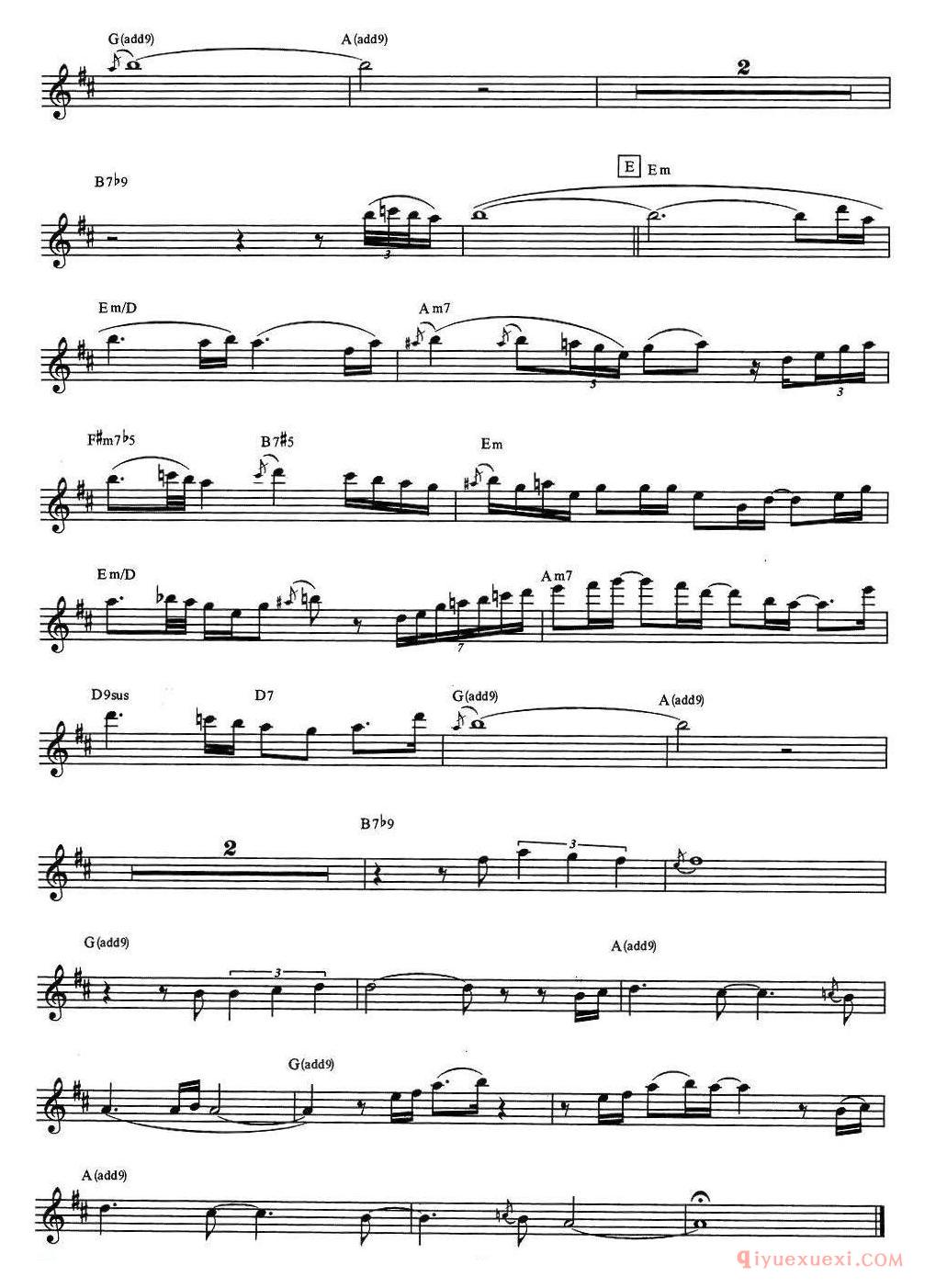 萨克斯谱【再一次】五线谱