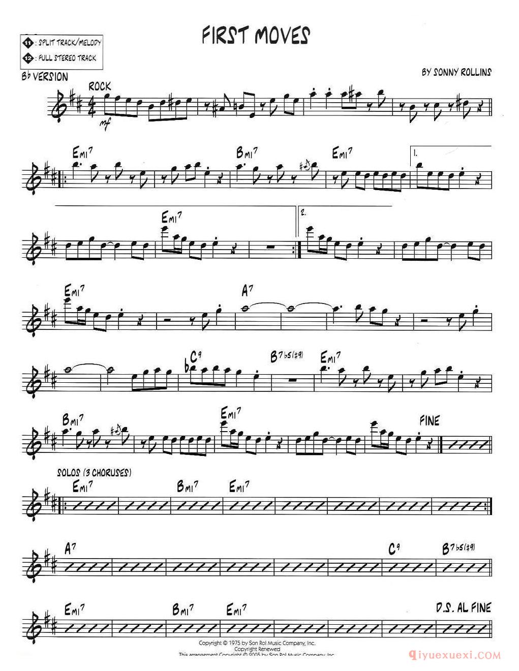 萨克斯谱《FIRST MOVES jazz系列萨克斯谱》五线谱