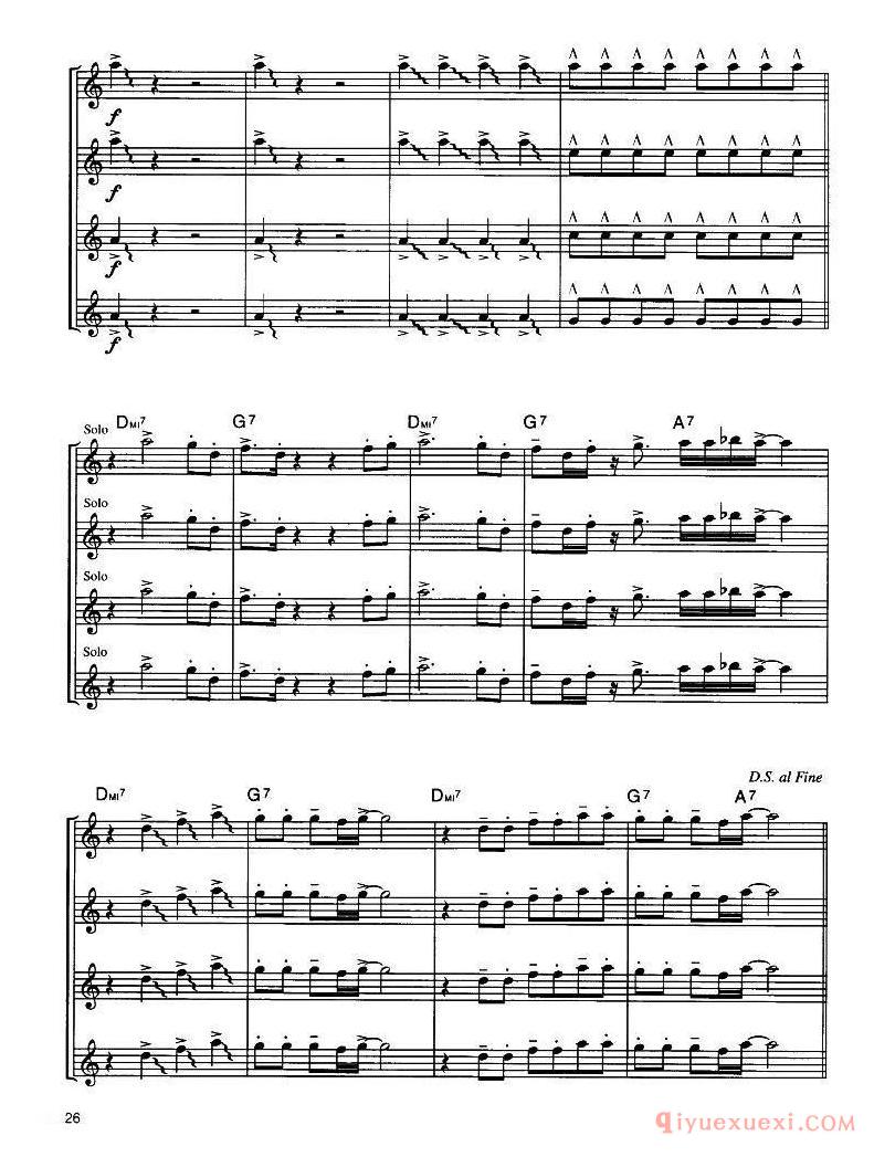 萨克斯谱《Funk Four 中音萨克斯四重奏》五线谱