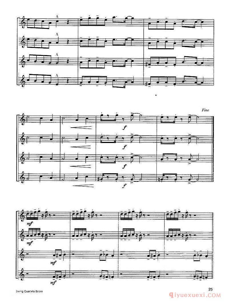 萨克斯谱《Funk Four 中音萨克斯四重奏》五线谱