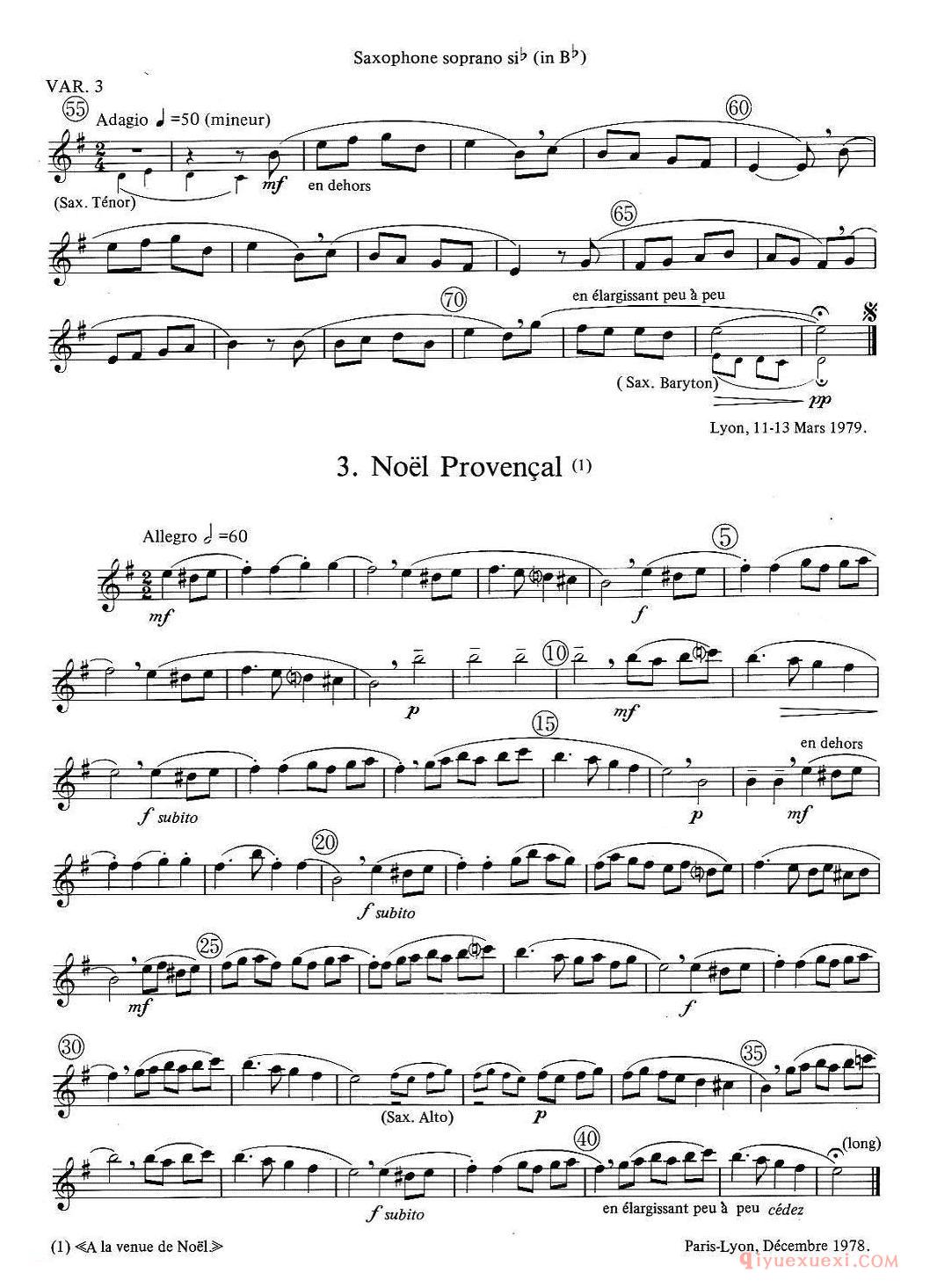 jean Bouvard 编写的6首萨克斯四重奏(高音萨克斯分谱)