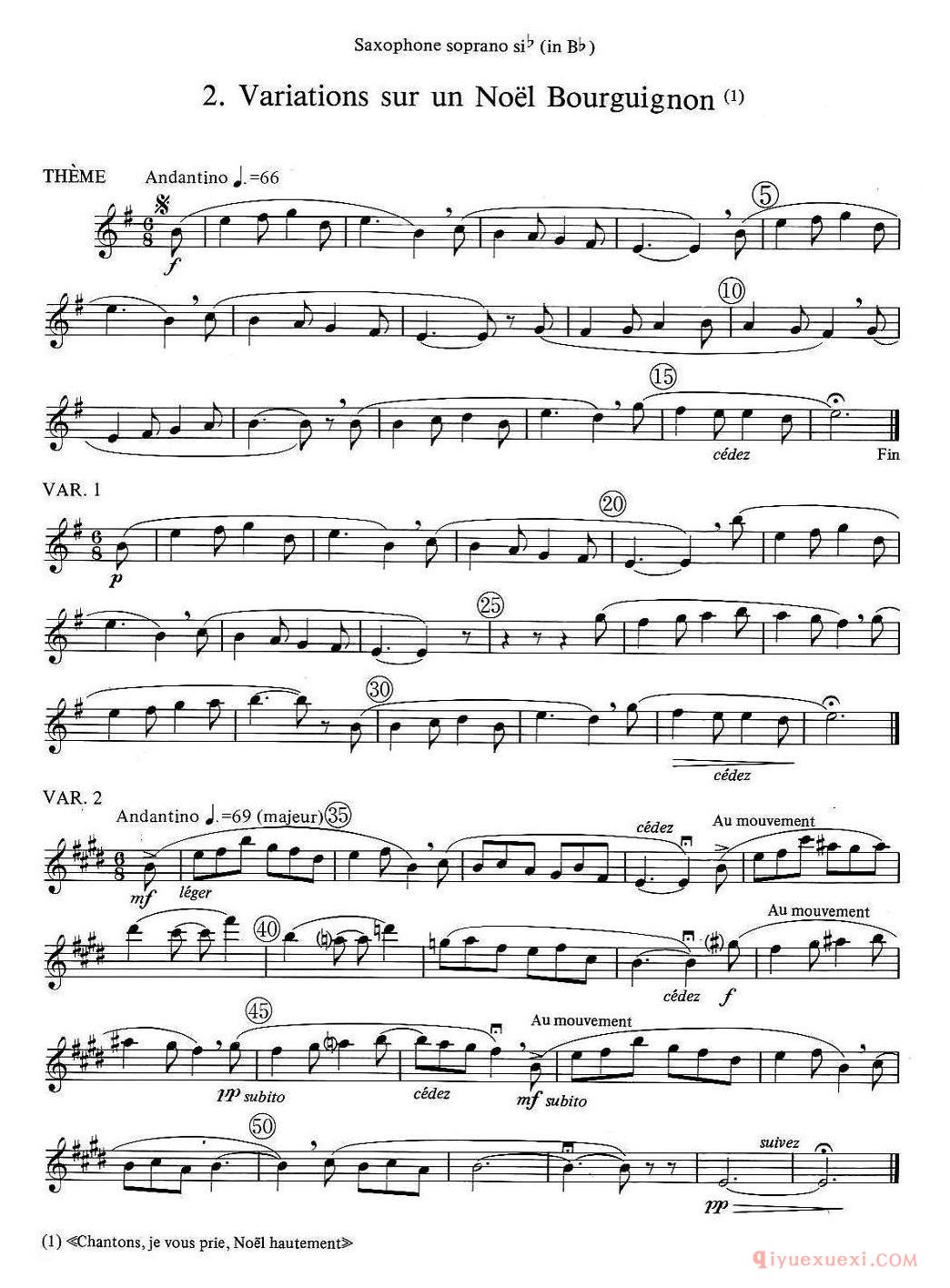 jean Bouvard 编写的6首萨克斯四重奏(高音萨克斯分谱)