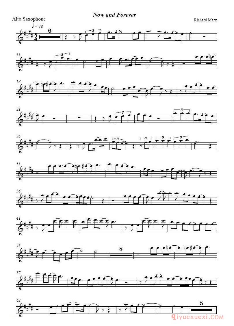 萨克斯谱《Now and Forever 现在与未来》五线谱