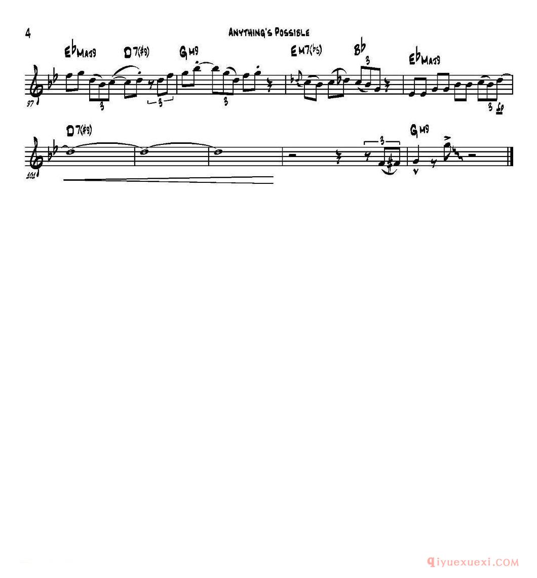 萨克斯谱《Anything‘s Possible 降E大调》五线谱