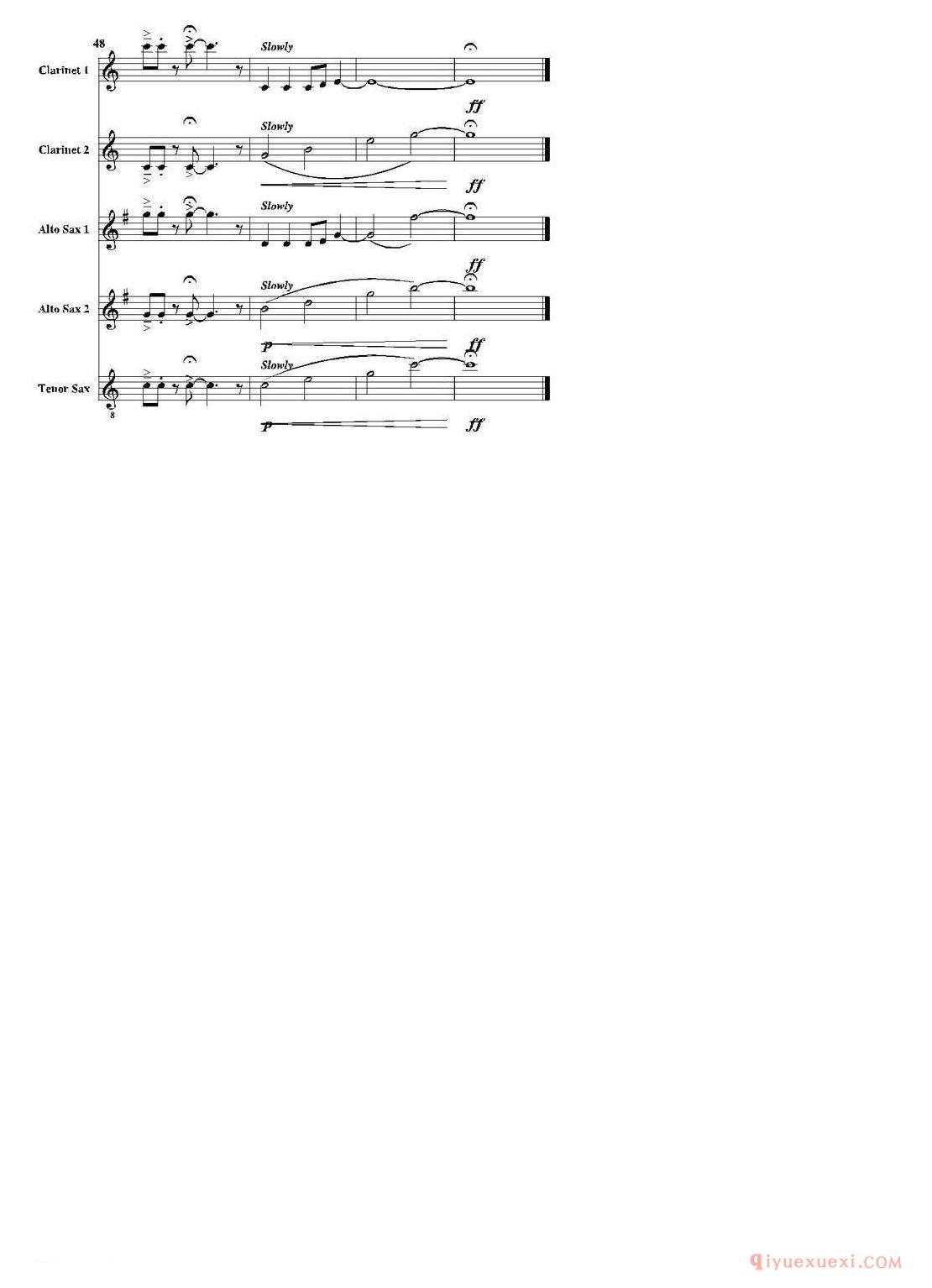 萨克斯谱《Bouncy Boat（颠簸的船）五重奏总谱》五线谱