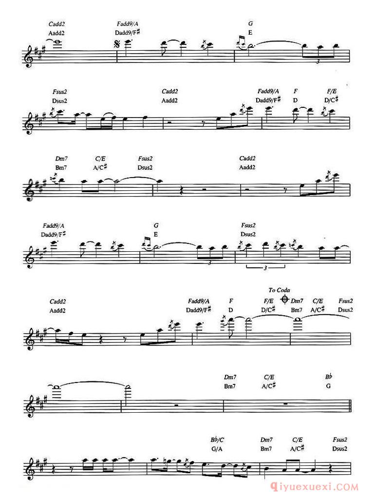 萨克斯谱《Dave Koz - Castle of dreams 原版中音萨克斯谱》五线谱