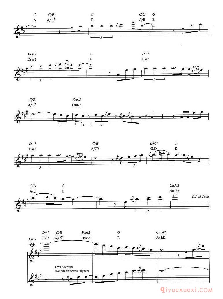 萨克斯谱《Dave Koz - Castle of dreams 原版中音萨克斯谱》五线谱