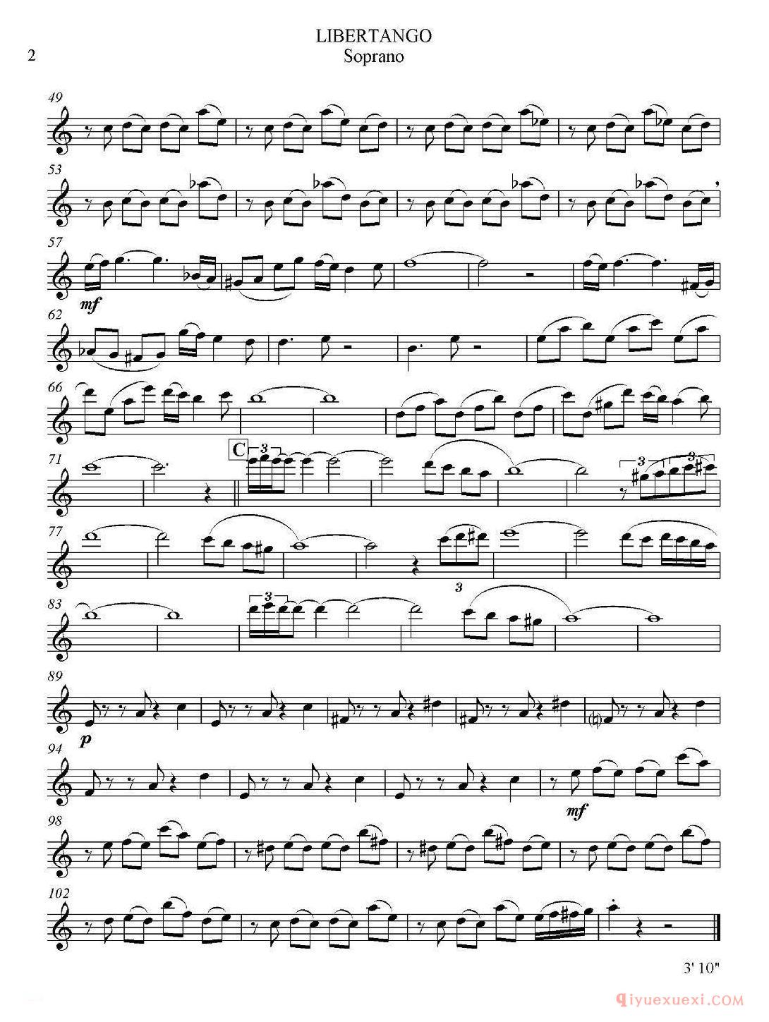 LIBERTANGO 探戈灵魂(四重奏之高音萨克斯分谱)