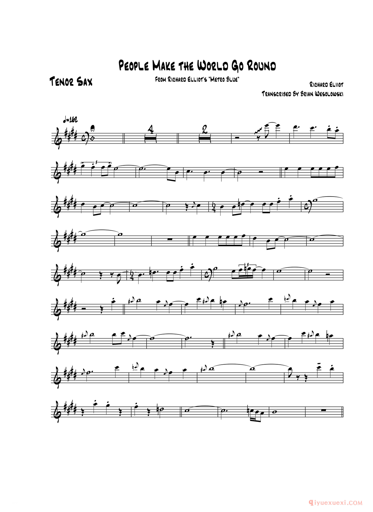 萨克斯谱《People Make The World Go Round 次中音萨克斯》五线谱