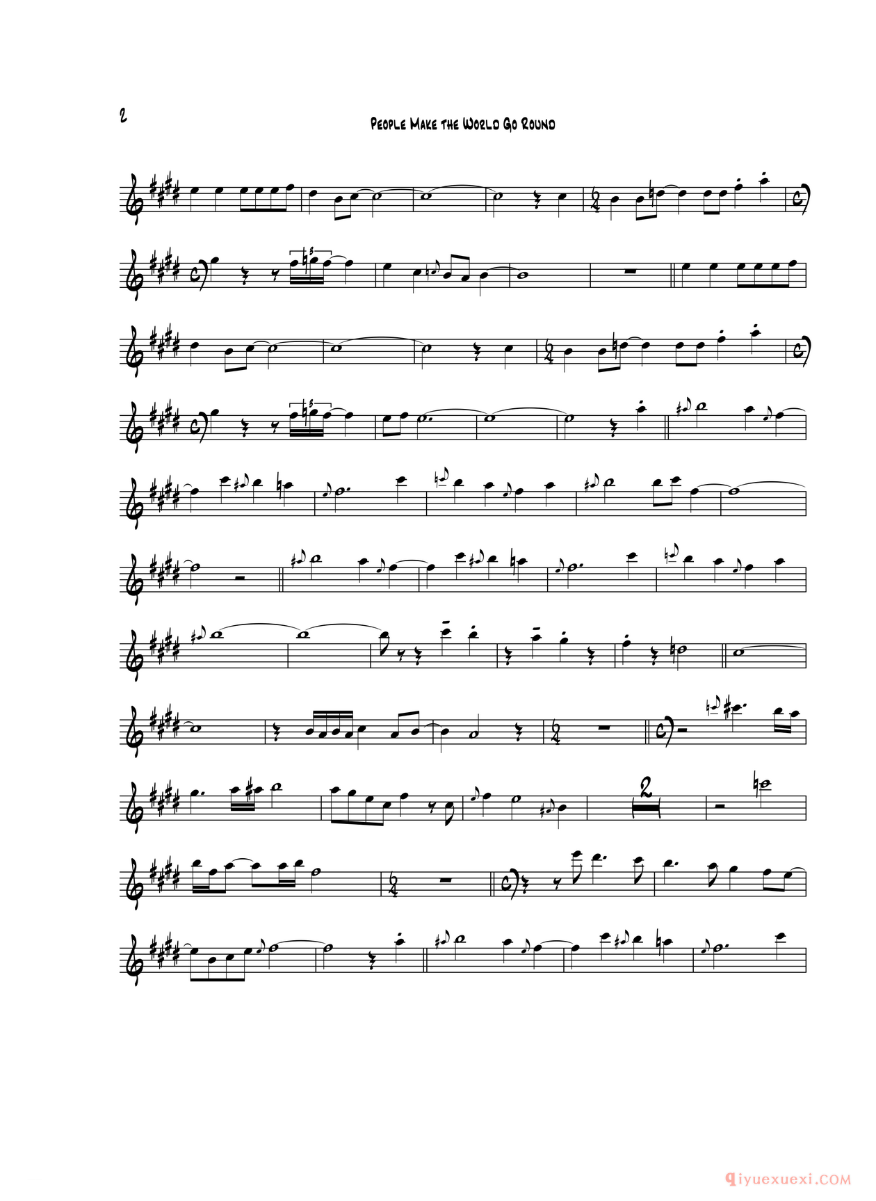 萨克斯谱《People Make The World Go Round 次中音萨克斯》五线谱
