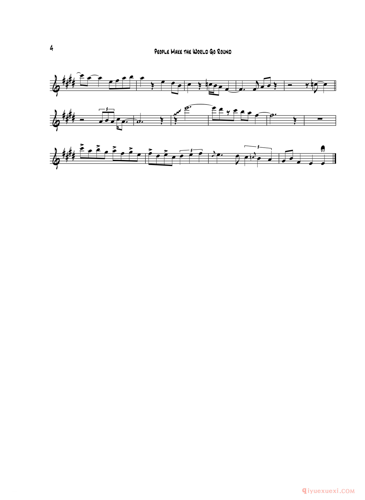 萨克斯谱《People Make The World Go Round 次中音萨克斯》五线谱