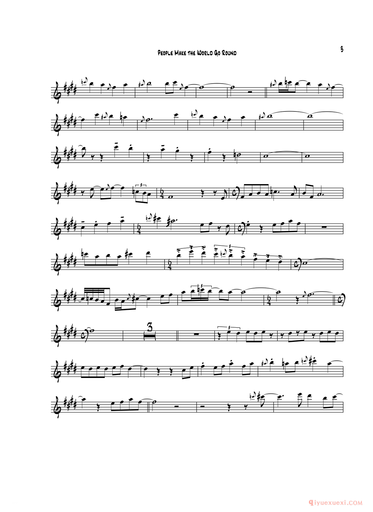 萨克斯谱《People Make The World Go Round 次中音萨克斯》五线谱